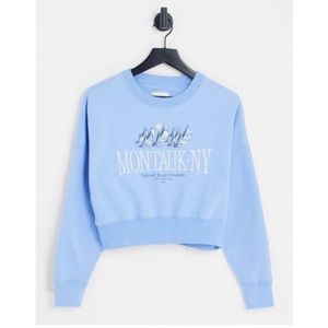 Abercrombie & Fitch Montauk-NY Blue Crop Sweatshirt